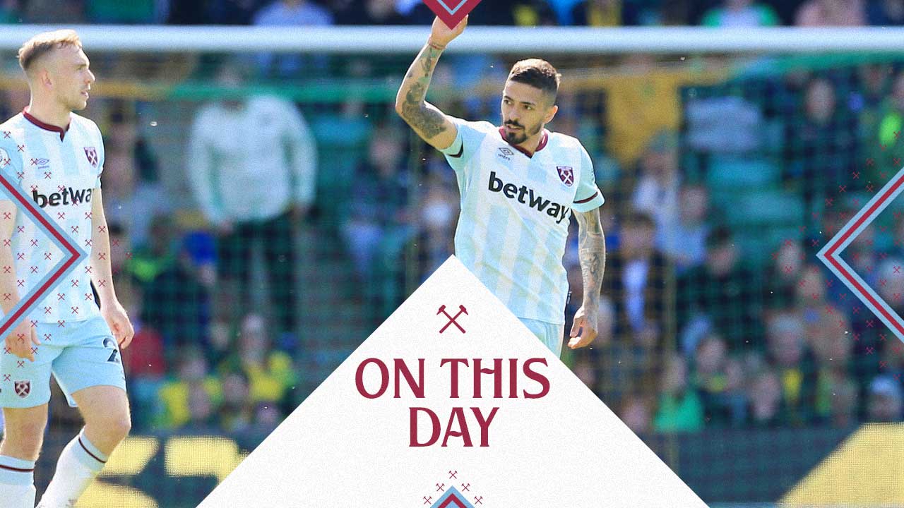 Manuel Lanzini celebrates at Norwich in May 2022