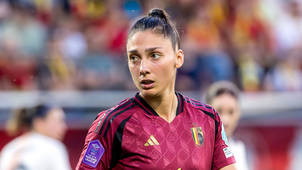 Amber Tysiak in action for Belgium in 2025.