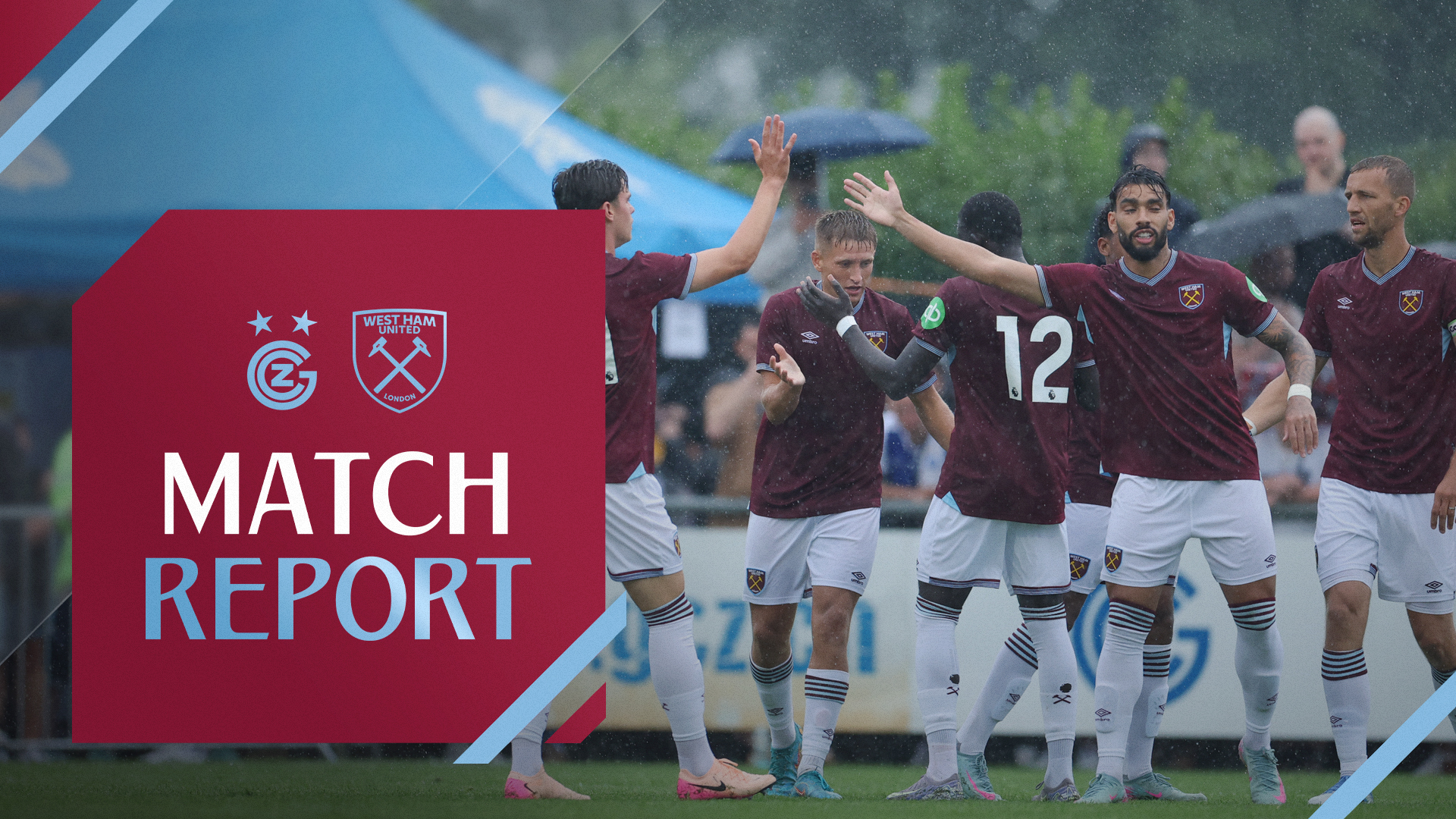 The Hammers celebrate a goal at Grasshopper