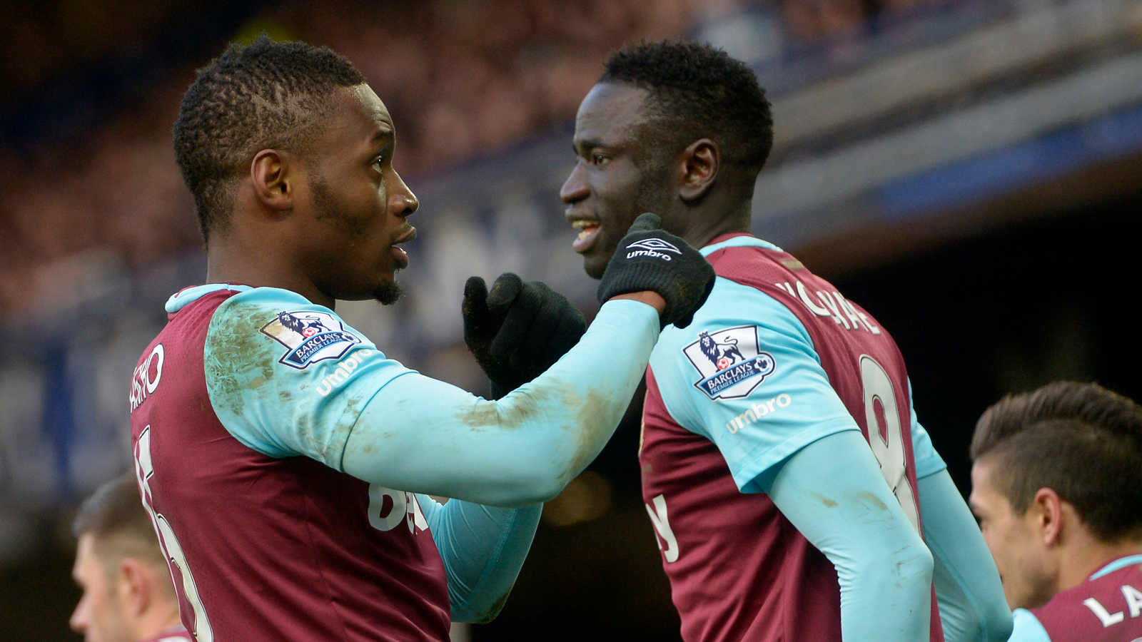 Diafra Sakho and Cheikhou Kouyaté in action for West Ham United