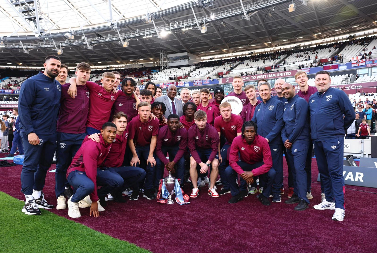 Tyron Akpata with the FA Youth Cup and Premier League South