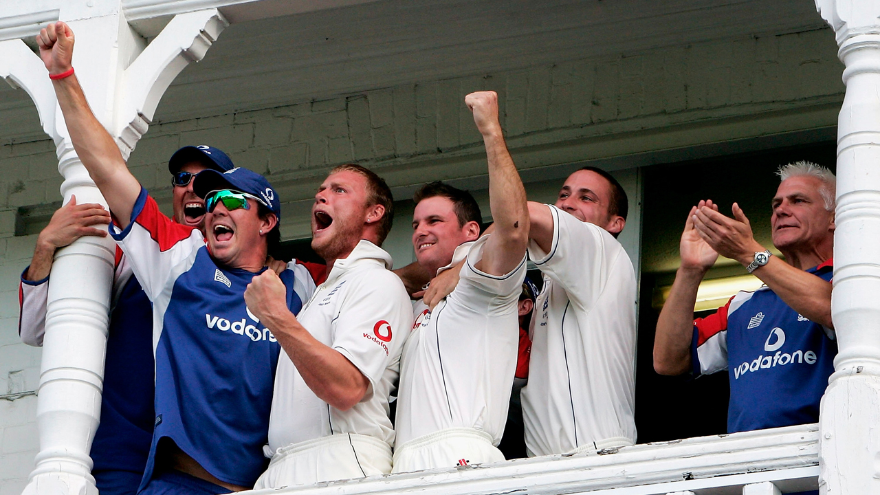 England celebrate during the 2005 Ashes