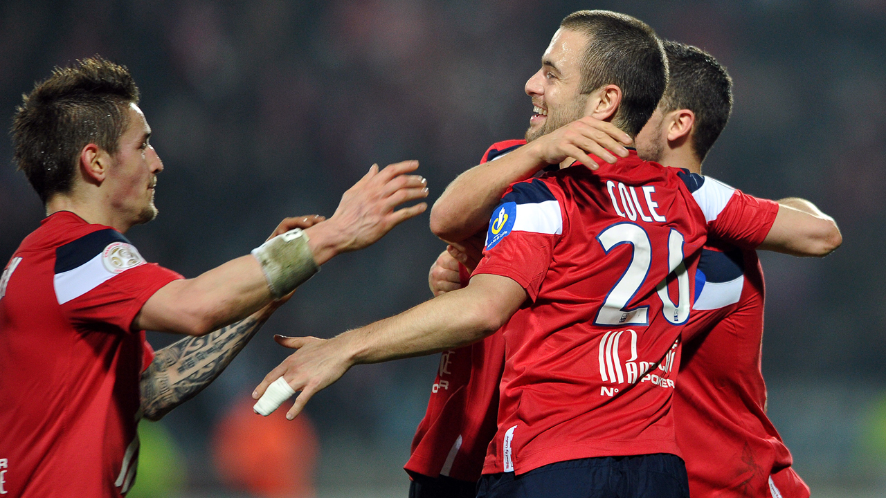 Joe Cole celebrates at Lille