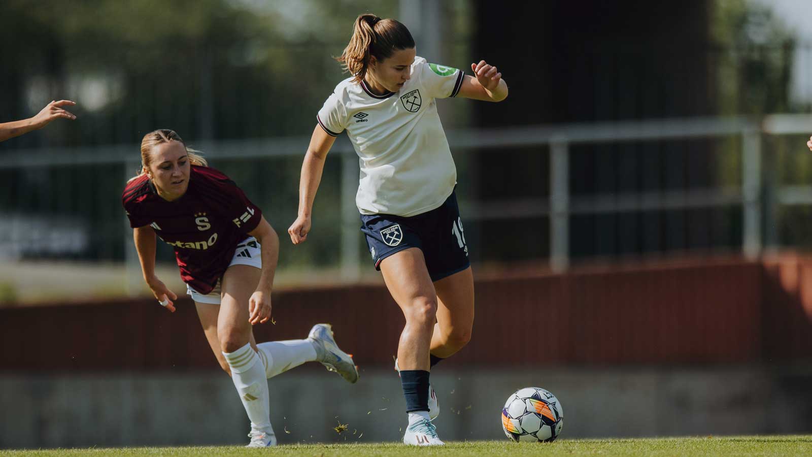 Anouk Denton in action for West Ham United women's team in pre-season