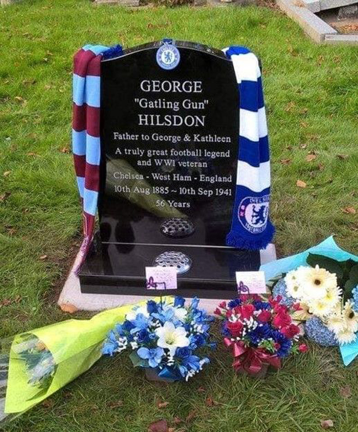 George Hilsdon's headstone in Wigston Cemetery