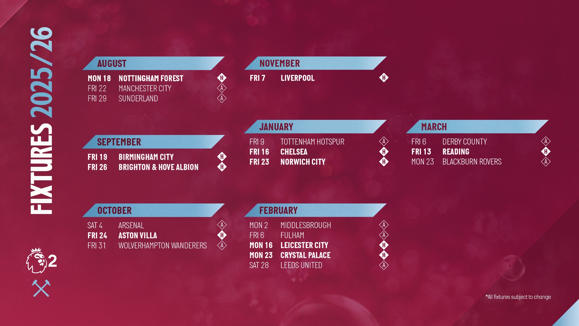 U21s PL2 schedule 2025/26