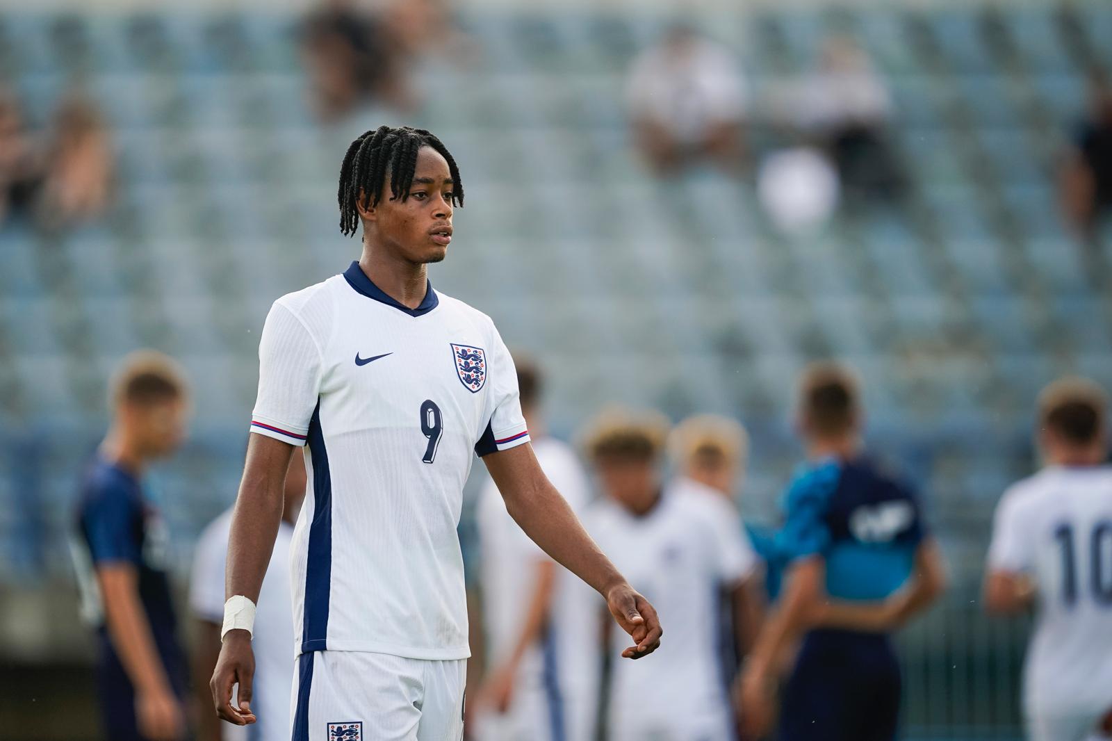 Josh Ajala playing for England U19s