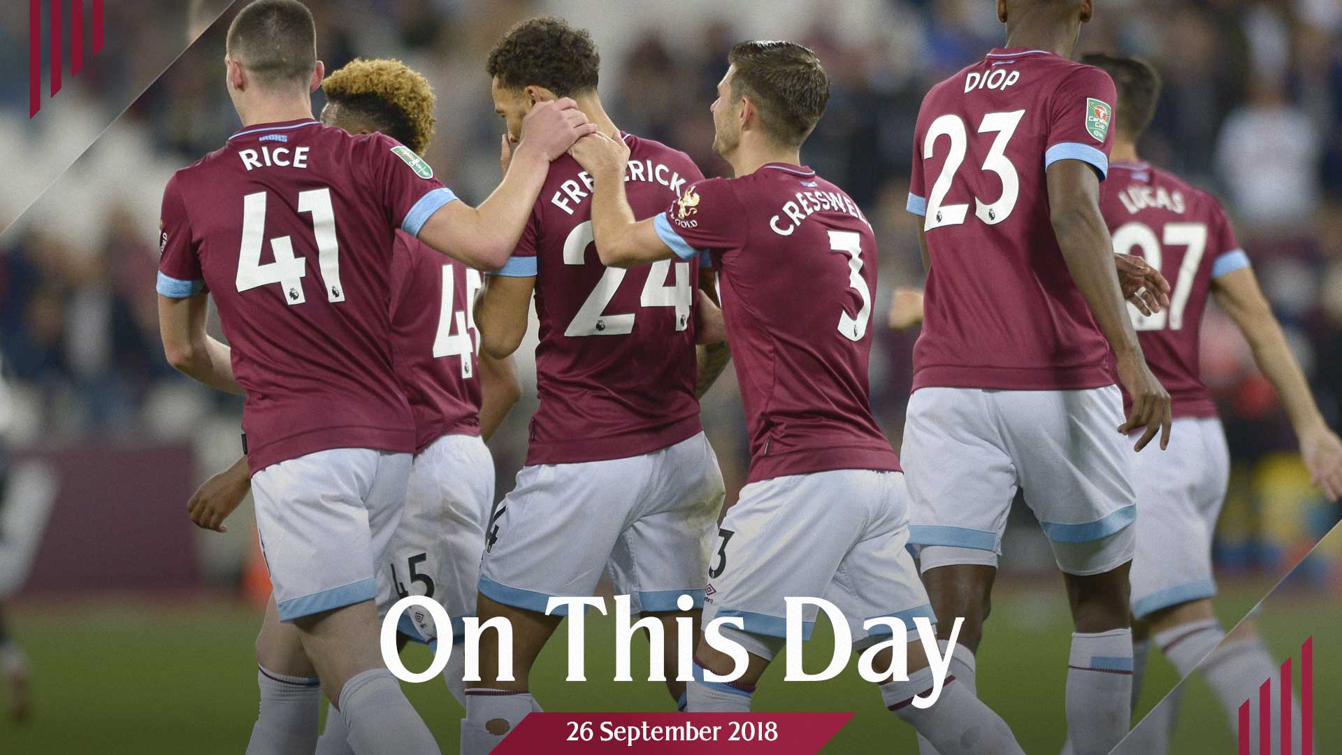 West Ham players celebrate during the 8-0 win over Macclesfield Town in September 2018