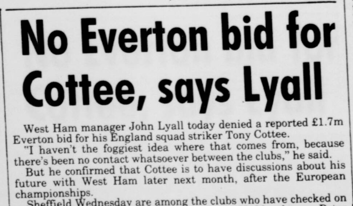 Cottee transfer May 1988