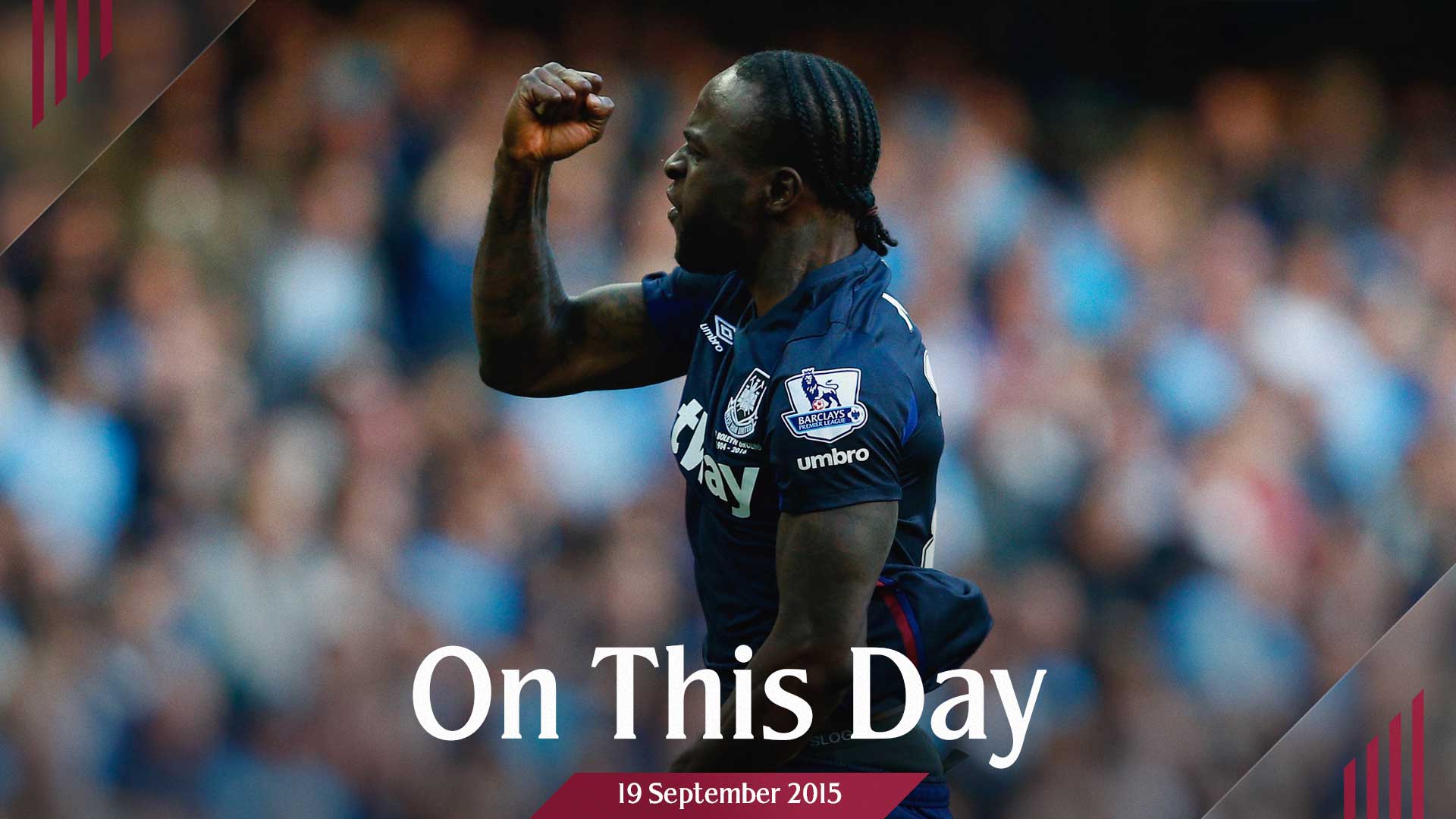 Victor Moses celebrates his goal at Manchester City in 2015