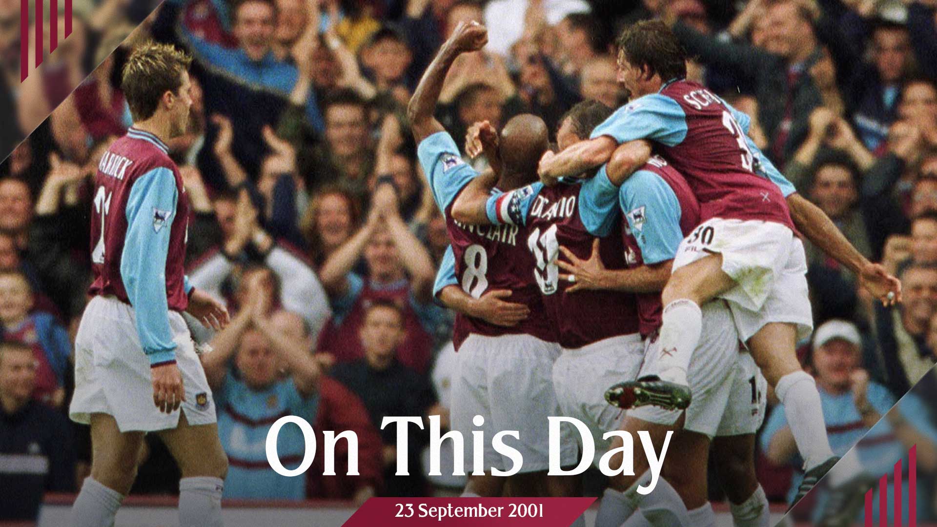 The Hammers celebrate against Newcastle in September 2001