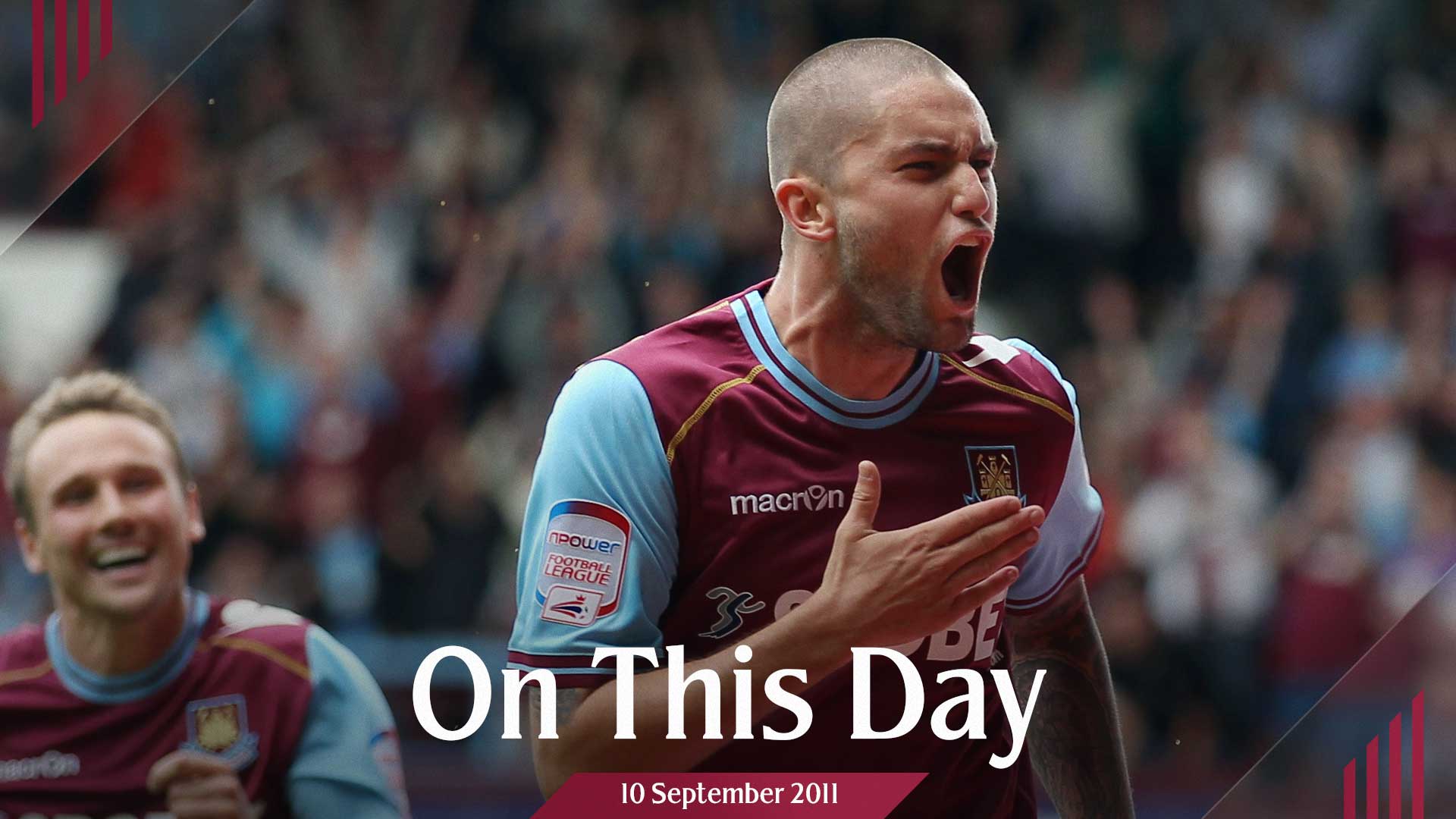 Henri Lansbury celebrates scoring against Portsmouth in September 2011