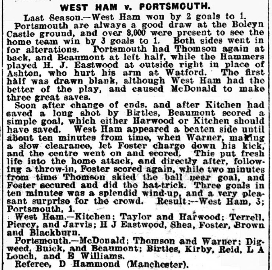 The Sporting Life reports Jack Foster's hat-trick