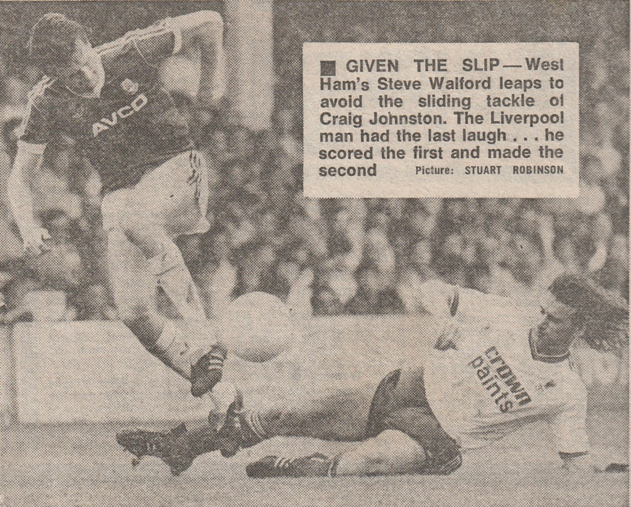 Steve Walford in action against Liverpool's Craig Johnston