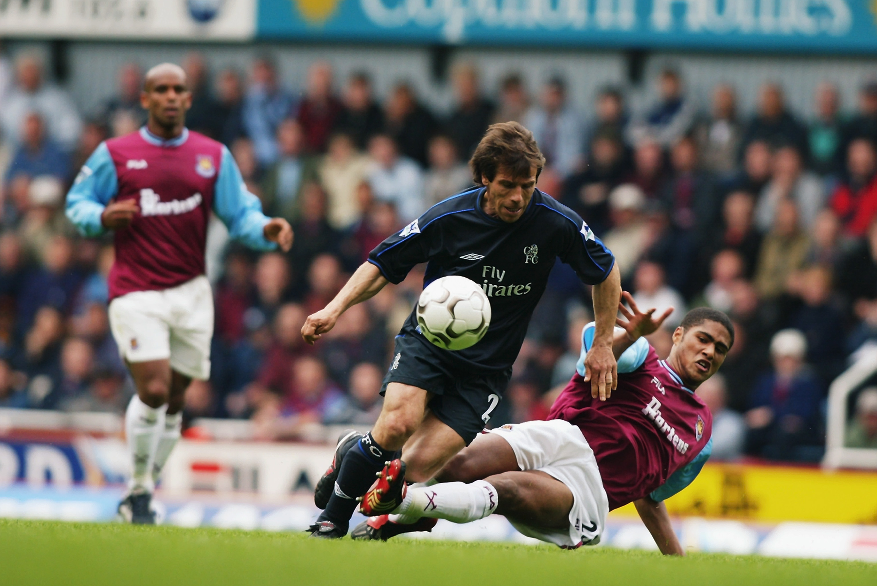 Glen Johnson tackles Gianfranco Zola