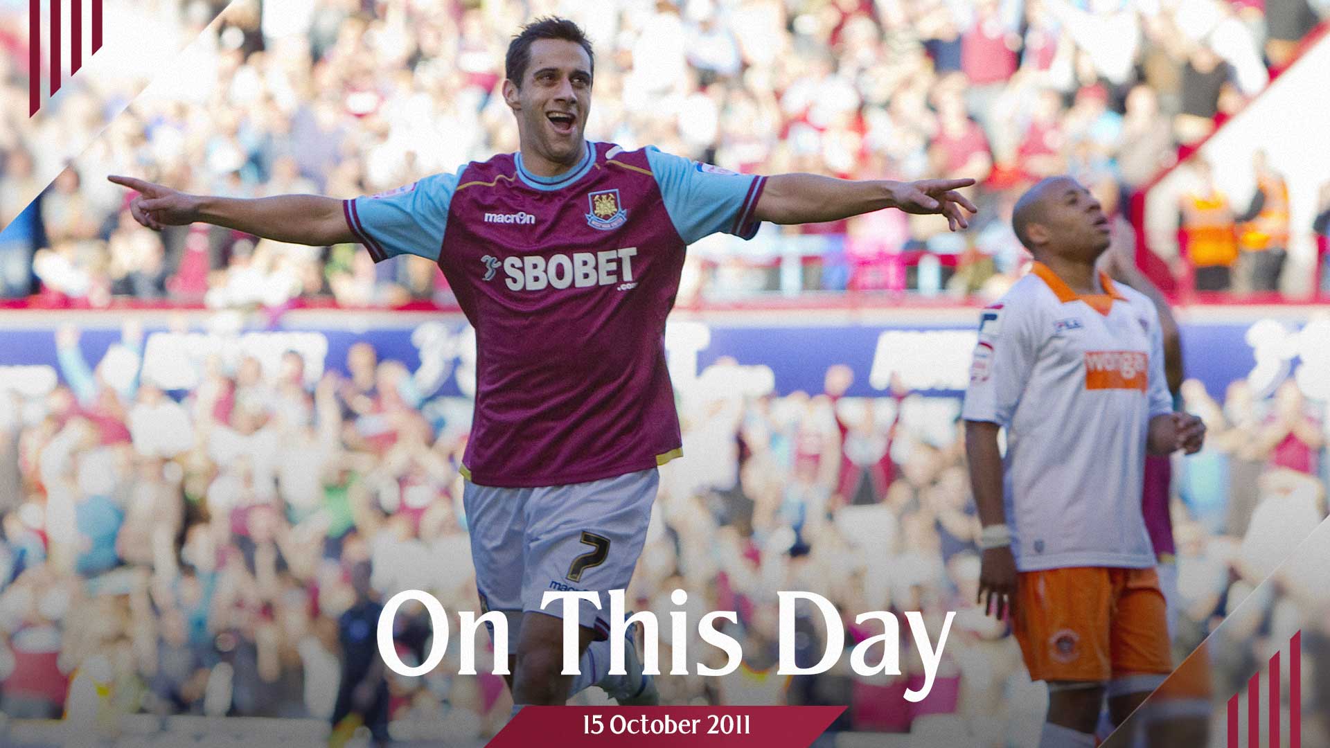 Sam Baldock celebrates scoring against Blackpool in 2011