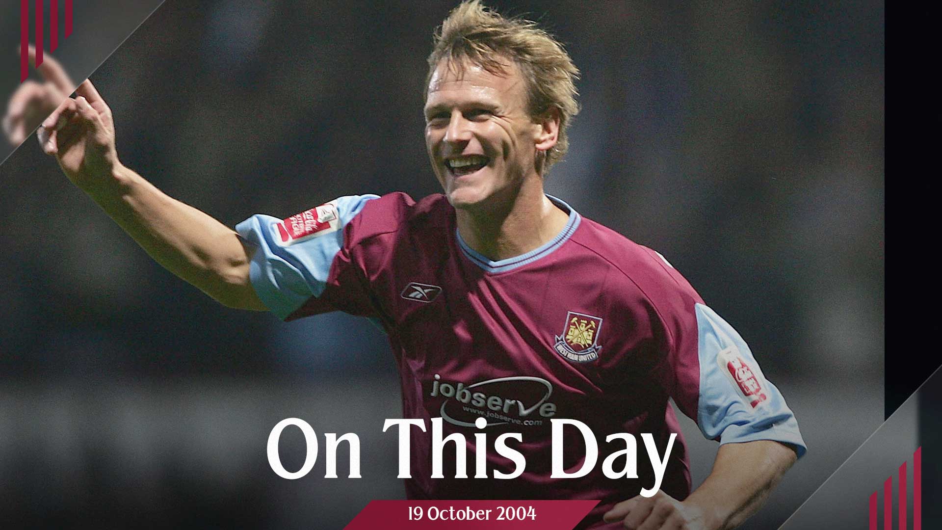 Teddy Sheringham celebrates scoring against Stoke in October 2004