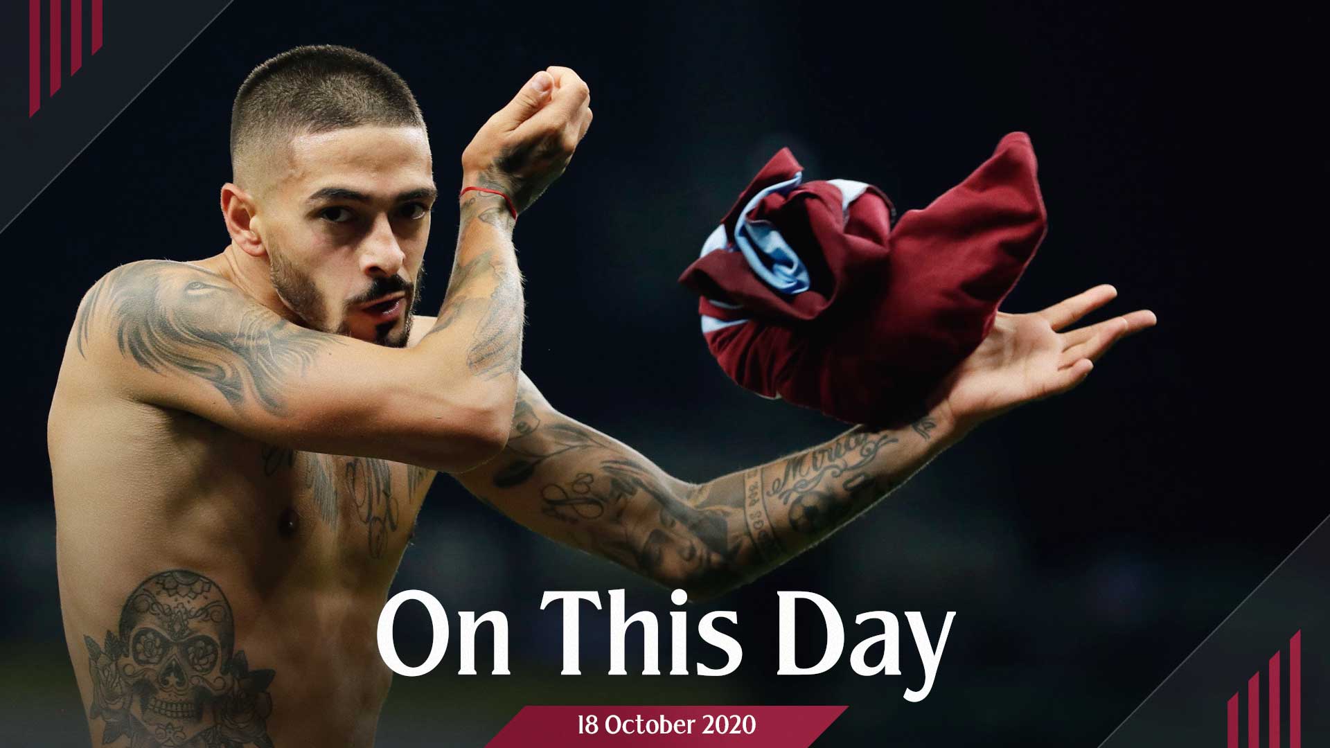 Manuel Lanzini celebrates his goal at Tottenham in October 2020
