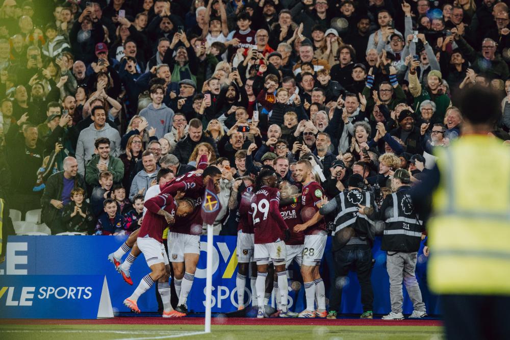 The Hammers celebrate against Burnley