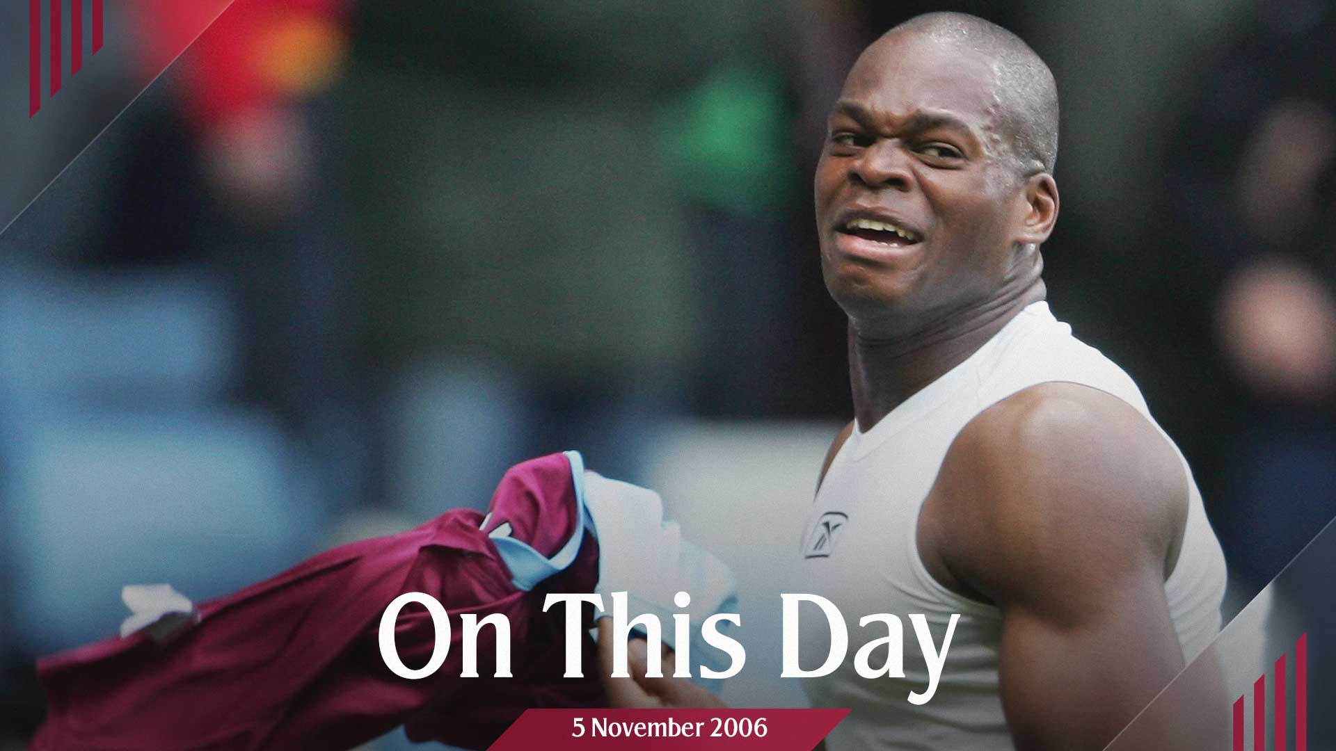 Marlon Harewood celebrates scoring against Arsenal in November 2006
