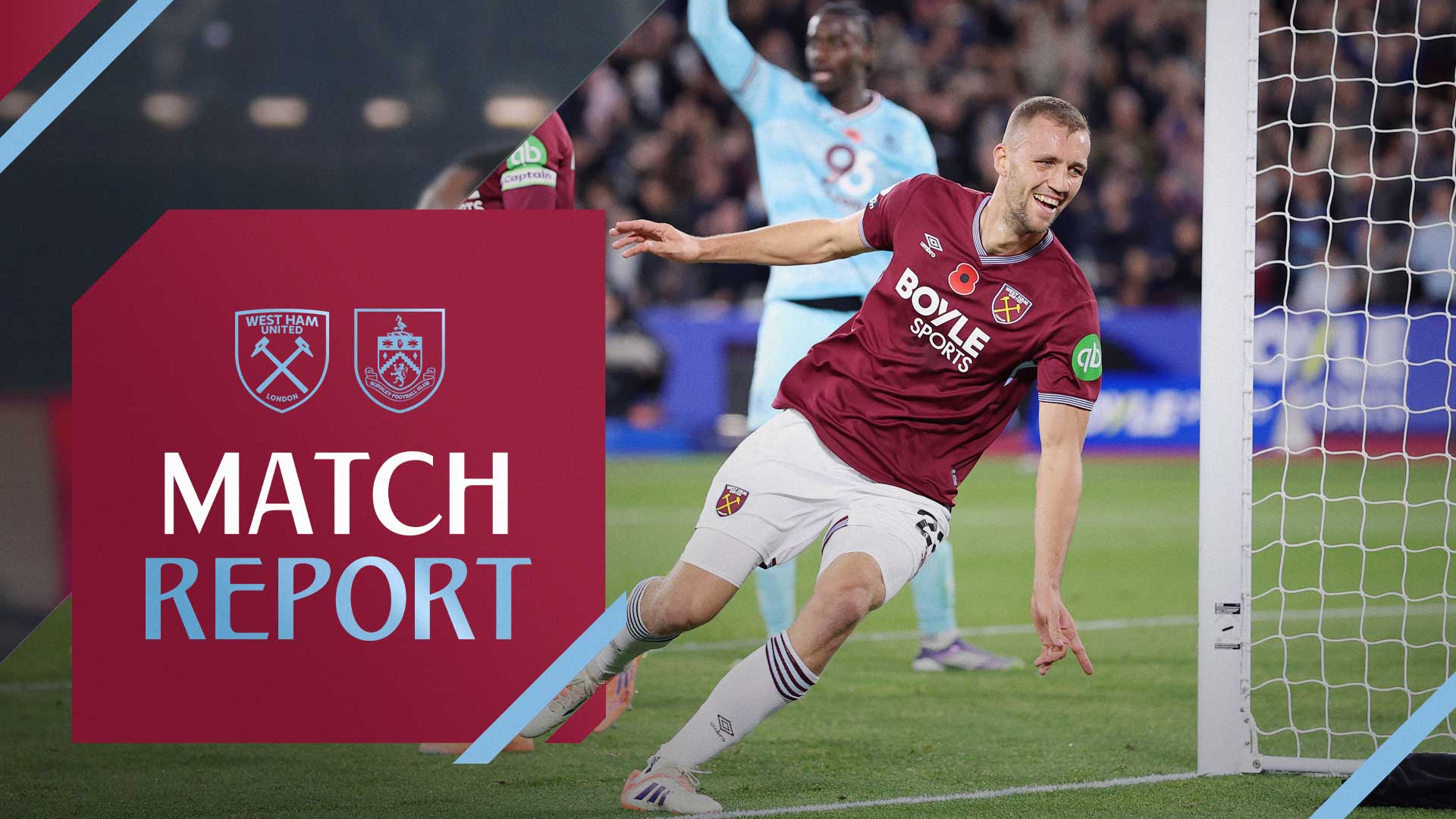 Tomáš Souček celebrates his goal against Burnley