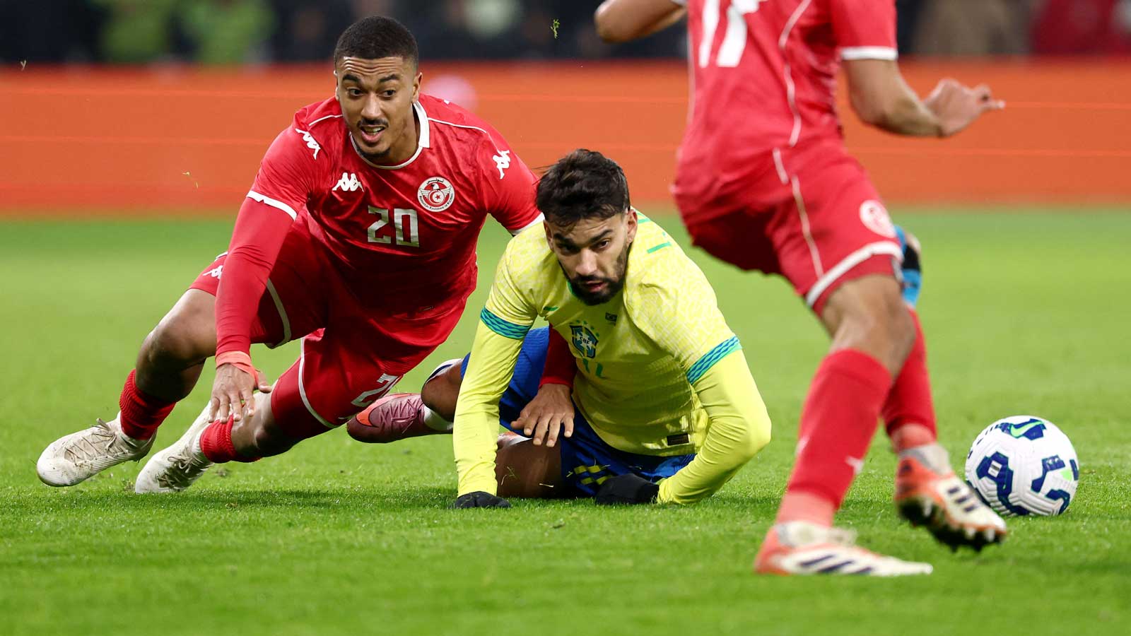 Lucas Paquetá in action for Brazil against Tunisia