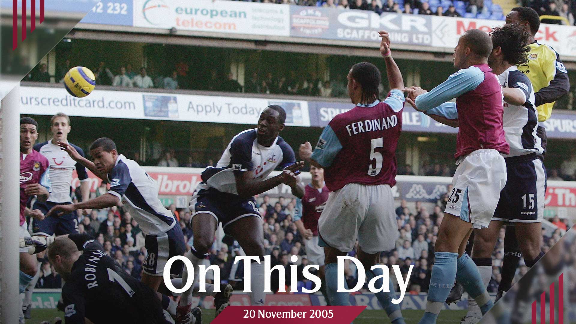 Anton Ferdinand scores at Tottenham in November 2005