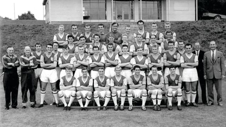 Bobby Moore (back row, far right) lines up for his first team photo ahead of the 1958/59 season