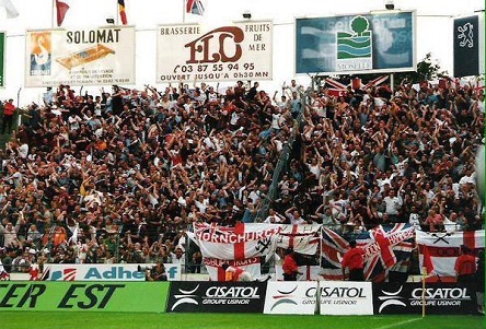 The Claret and Blue Army in Metz in 1999