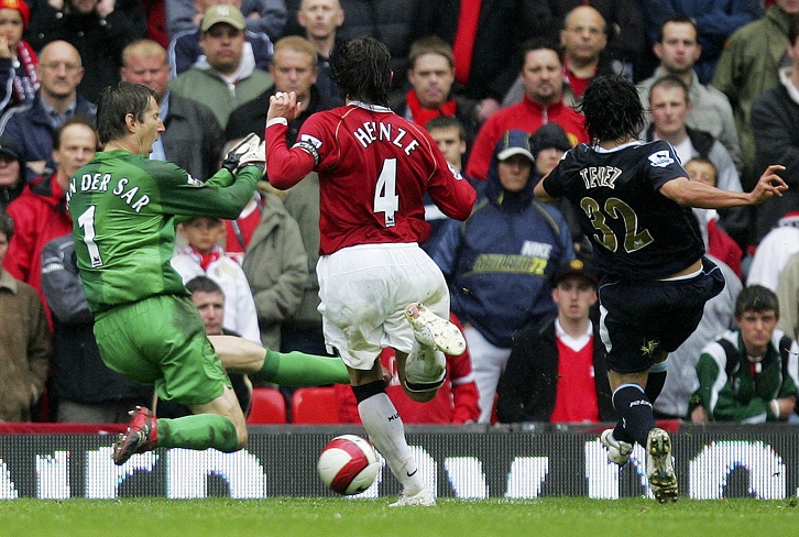 Carlos Tevez scores at Manchester United