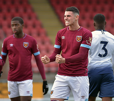 Joe Powell celebrates his goal