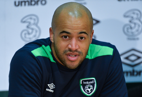 Darren Randolph speaks to the media in Dublin