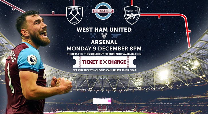 Buy tickets for West Ham v Arsenal on Ticket Exchange