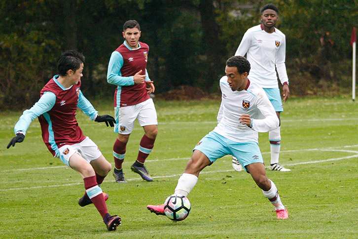 A West Ham United Foundation Learning Academy team in action against the West Ham United Academy