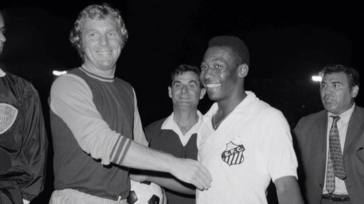 Bobby Moore with Brazil legend Pele