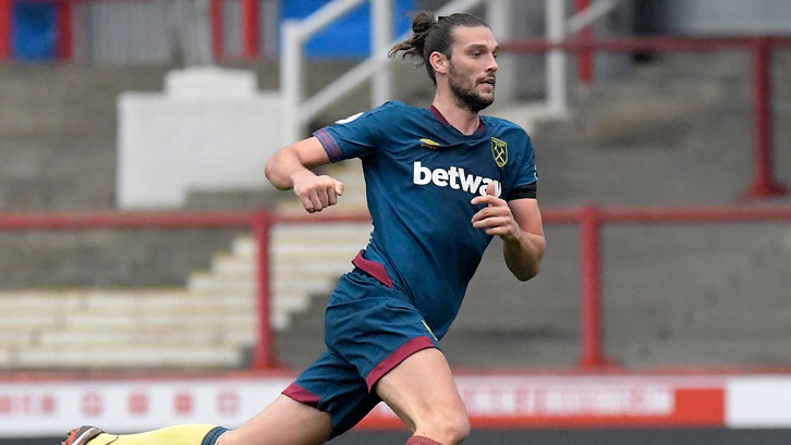 Andy Carroll in action at Brentford