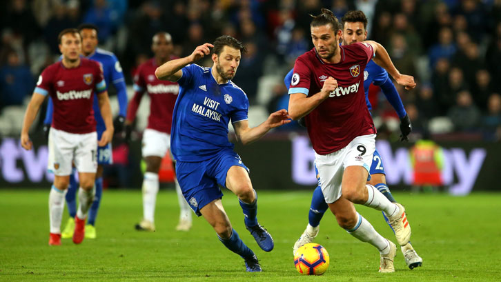 Andy Carroll in action against Cardiff City