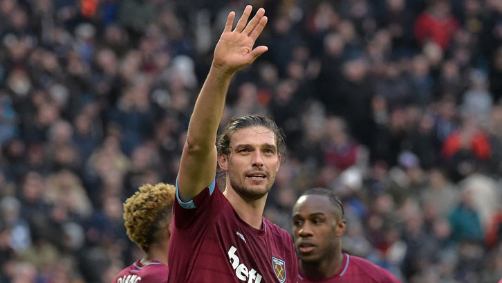 Andy Carroll celebrates scoring against Birmingham