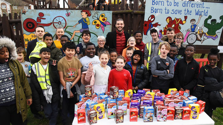 Andy Carroll visited Ambition, Aspire, Achieve's Terence Brown Arc in the Park