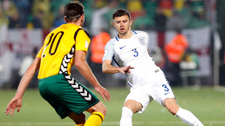 Aaron Cresswell in action for England against Lithuania