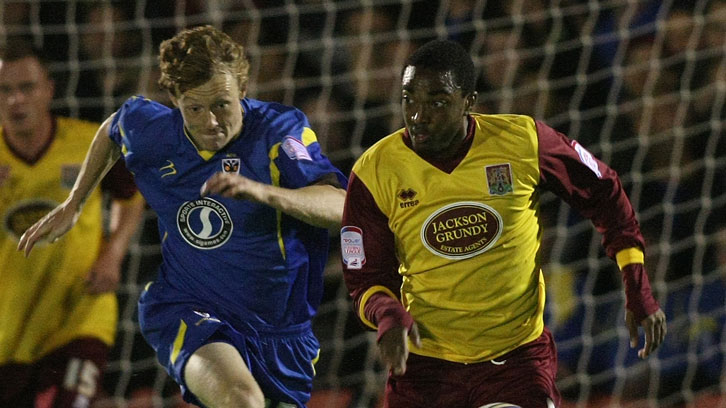 Callum McNaughton in action for AFC Wimbledon