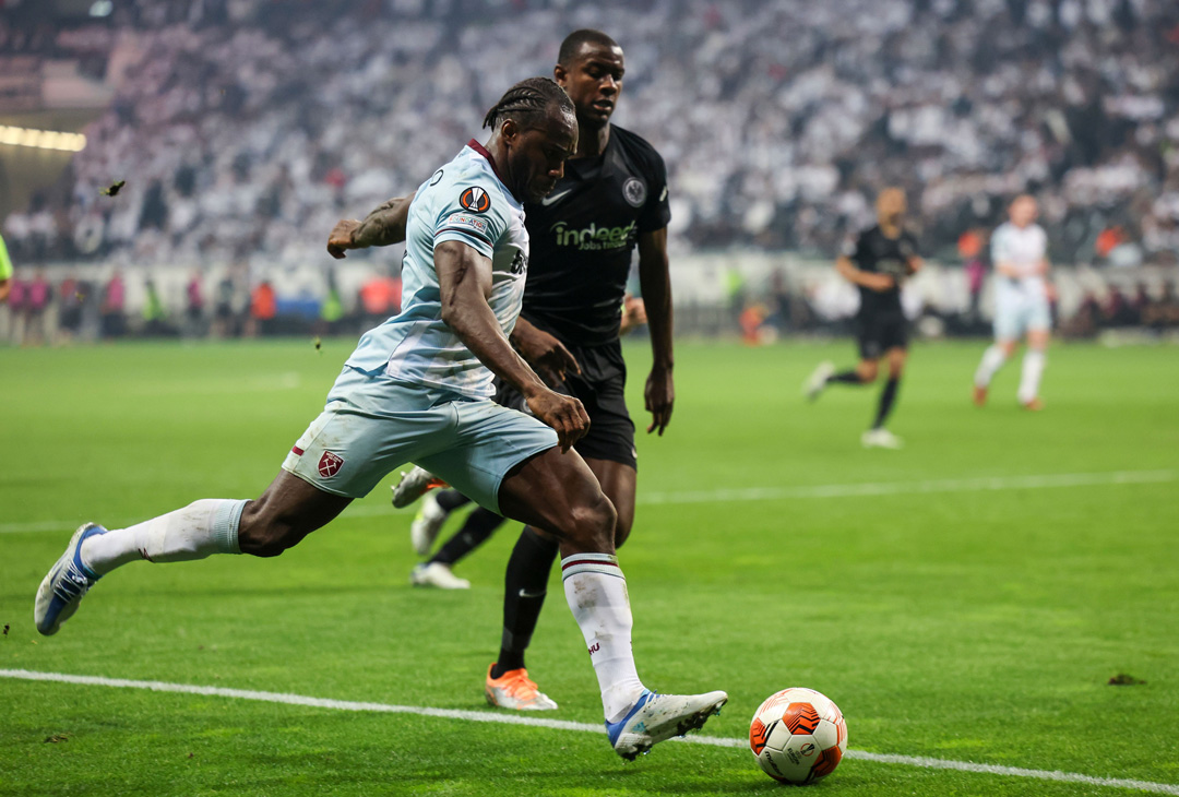 Michail Antonio in action in Frankfurt