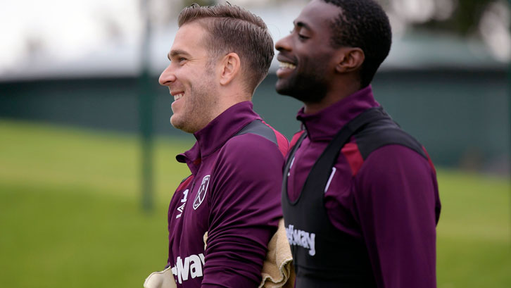 Adrian and Pedro Obiang in training at Rush Green