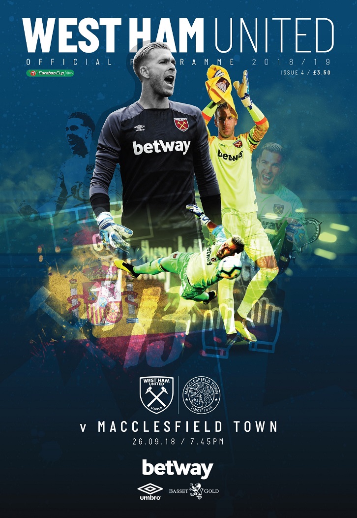Adrian is the cover star for Wednesday's Carabao Cup Official Programme
