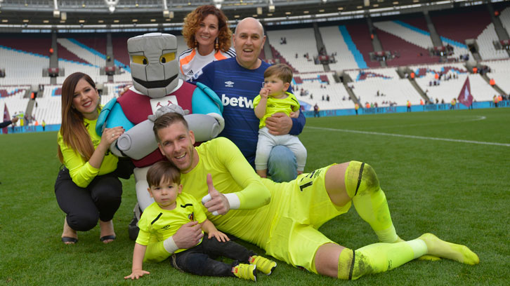 Adrian's family joined him at London Stadium for Sunday's win over Everton
