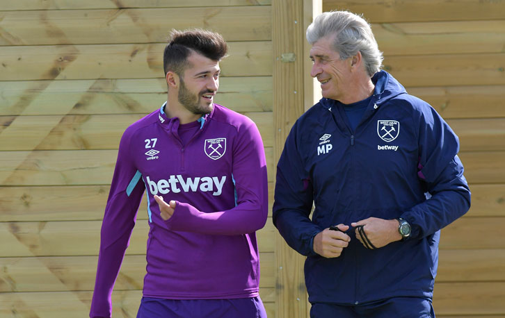 Albian Ajeti and Manuel Pellegrini chat