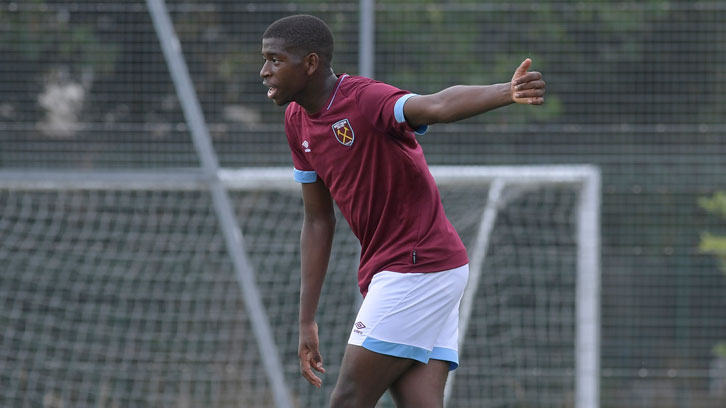 Ajibola Alese in pre-season action for West Ham United U18s