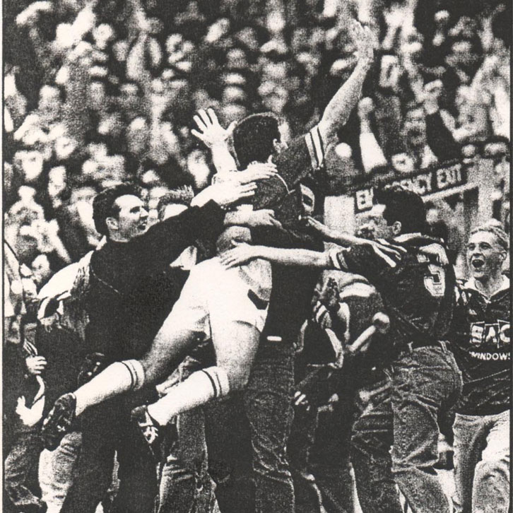 Clive Allen celebrates winning promotion in 1993