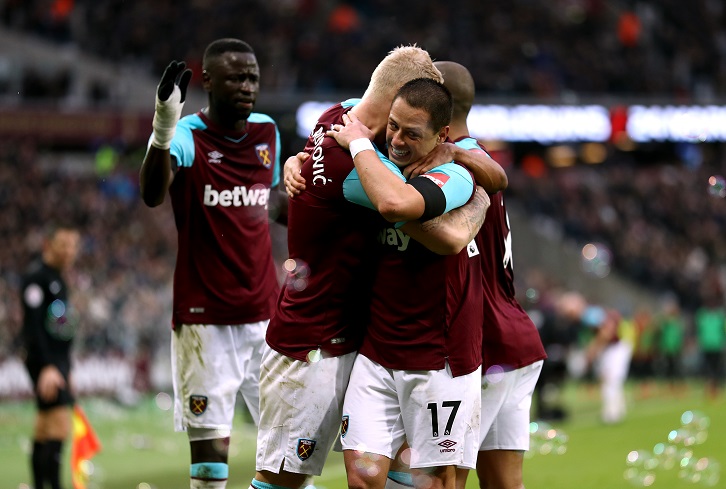 West Ham United players celebrate victory over Watford