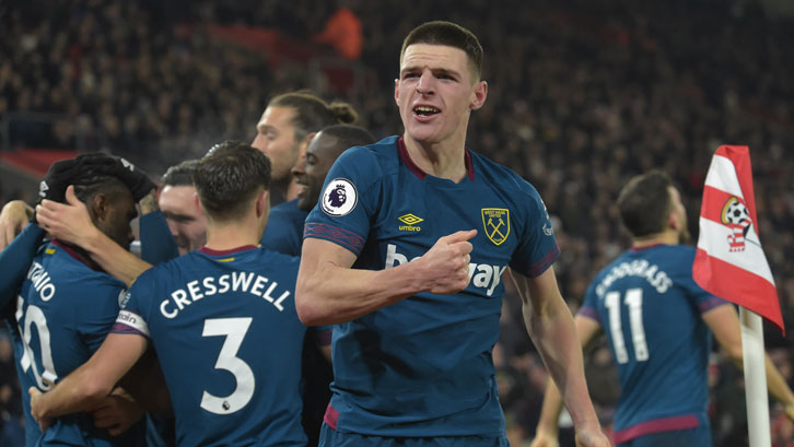 Declan Rice celebrates at St Mary's Stadium